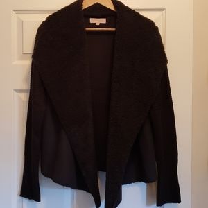 Black Suede & Fur Cable Knit Cardigan